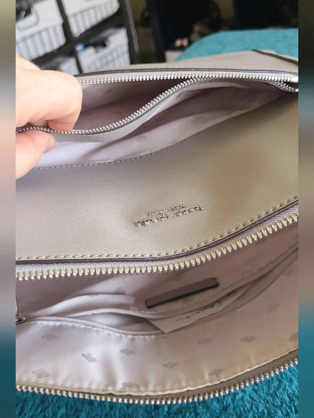 kate spade Cameron Saffiano Leather Tote in Light Gray